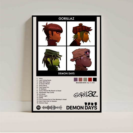 Demon Days Poster | Gorillaz Wall Art | Aesthetic Music Room Decor